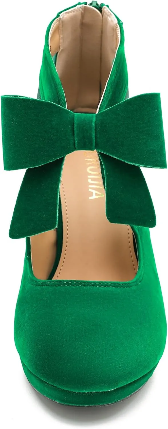 LIURUIJIA Womens Platform High Heels Bow Pumps Cutout Mesh Panel Wedding Work Party Dress Shoes