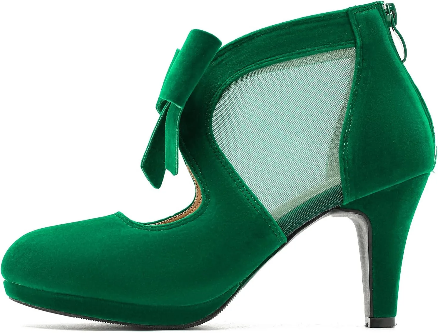 LIURUIJIA Womens Platform High Heels Bow Pumps Cutout Mesh Panel Wedding Work Party Dress Shoes
