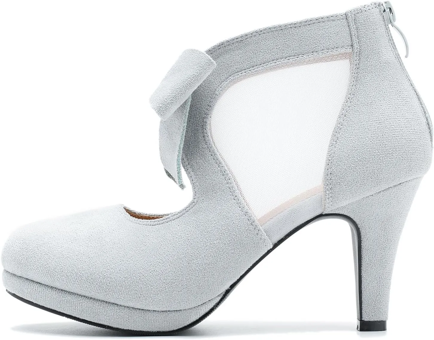 LIURUIJIA Womens Platform High Heels Bow Pumps Cutout Mesh Panel Wedding Work Party Dress Shoes