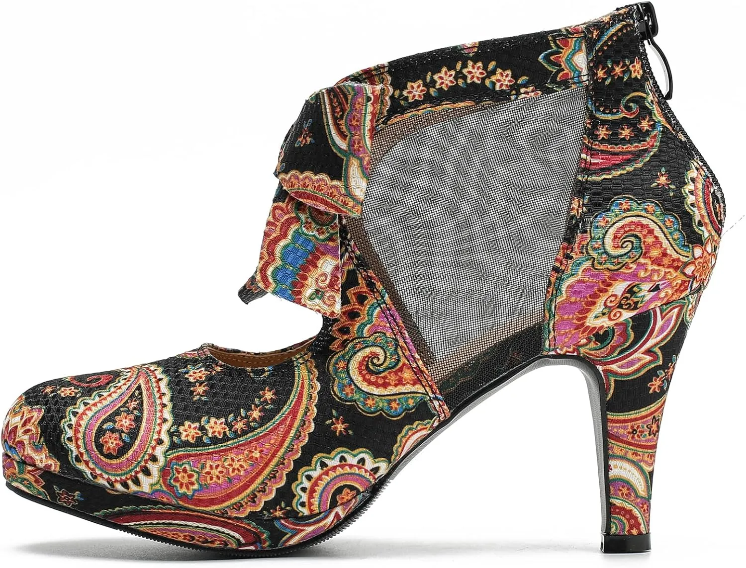 LIURUIJIA Womens Platform High Heels Bow Pumps Cutout Mesh Panel Wedding Work Party Dress Shoes