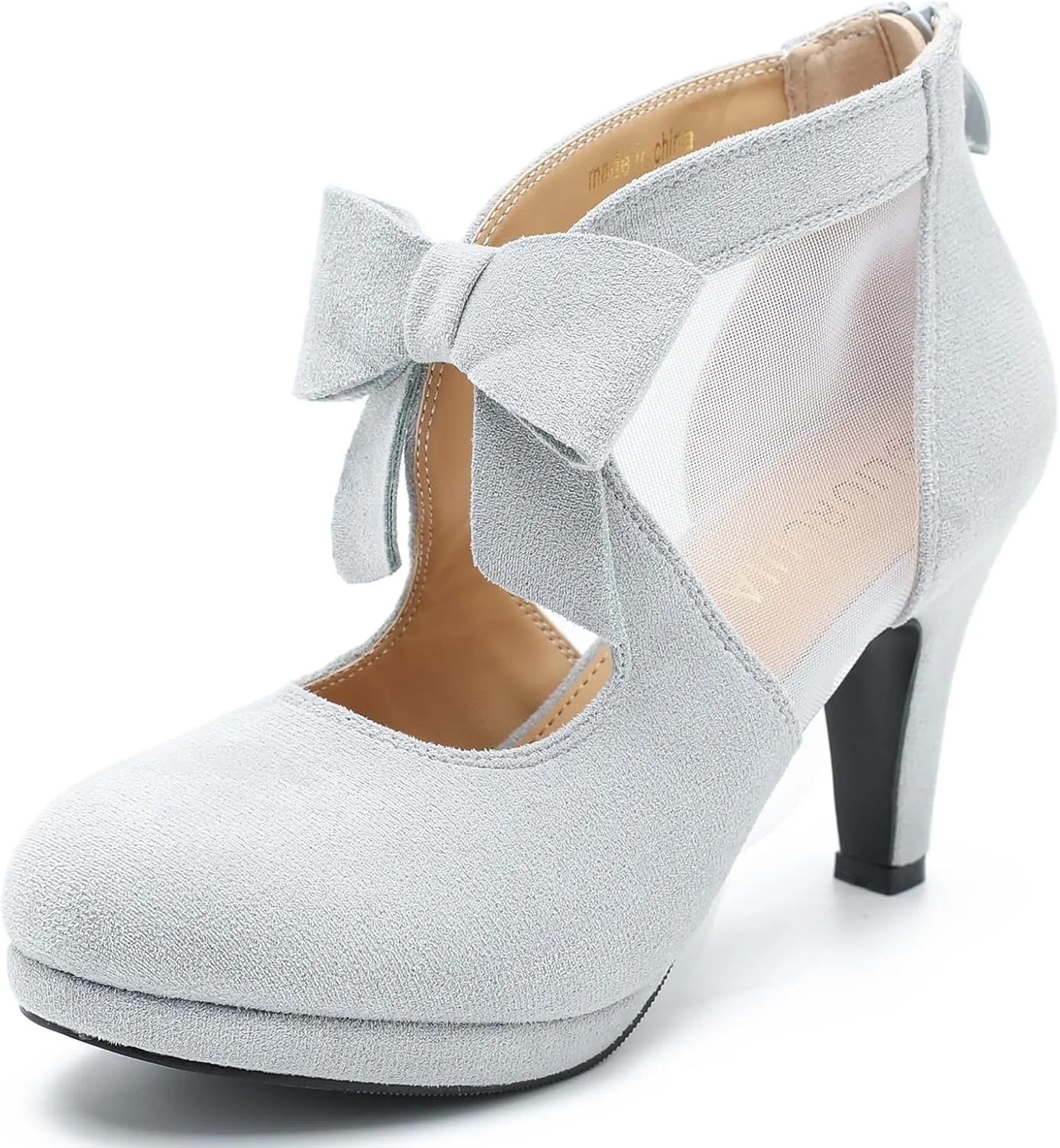 LIURUIJIA Womens Platform High Heels Bow Pumps Cutout Mesh Panel Wedding Work Party Dress Shoes