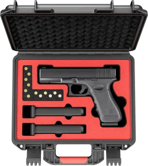 Lockable Handgun Case for Glock, TSA Gun Case for G17/G19/G20/G21/G22/G23/G31/G32/G37/G38/G43/G45, Waterproof Gun Case with Foam, Pistol Case for Transport & Storage
