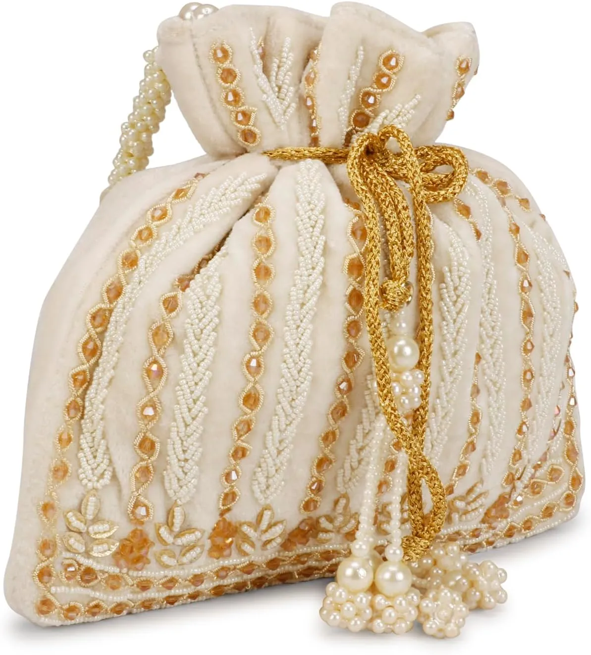 LONGING TO BUY Stylish Indian Velvet Evening Handbag & Polti Bag with White Pearl Handle & Embrodiery,Women Clutch Purses
