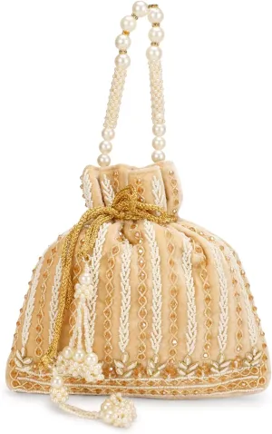 LONGING TO BUY Stylish Indian Velvet Evening Handbag & Polti Bag with White Pearl Handle & Embrodiery,Women Clutch Purses