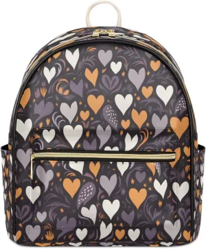 Love Flower Abstraction PU Leather Backpack Mini Backpack Purse for Women Small Bag with Adjustable Strap Fashionable Travel Bag Daypack