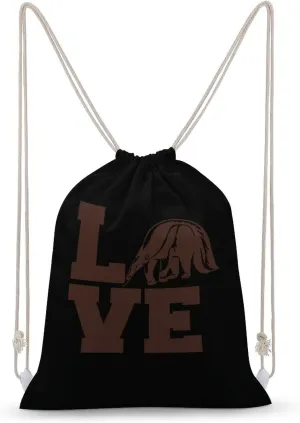 Love Giant Anteater Canvas Drawstring Backpack Fashionable Sports Sackpack Personalized Shoulder Bag for Men Women 35x50cm