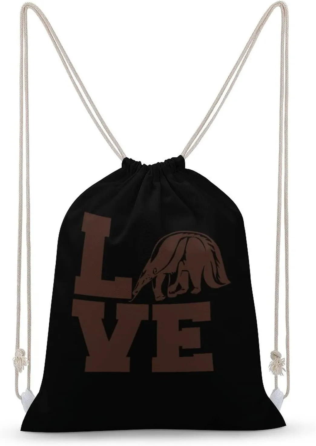 Love Giant Anteater Canvas Drawstring Backpack Fashionable Sports Sackpack Personalized Shoulder Bag for Men Women 35x50cm