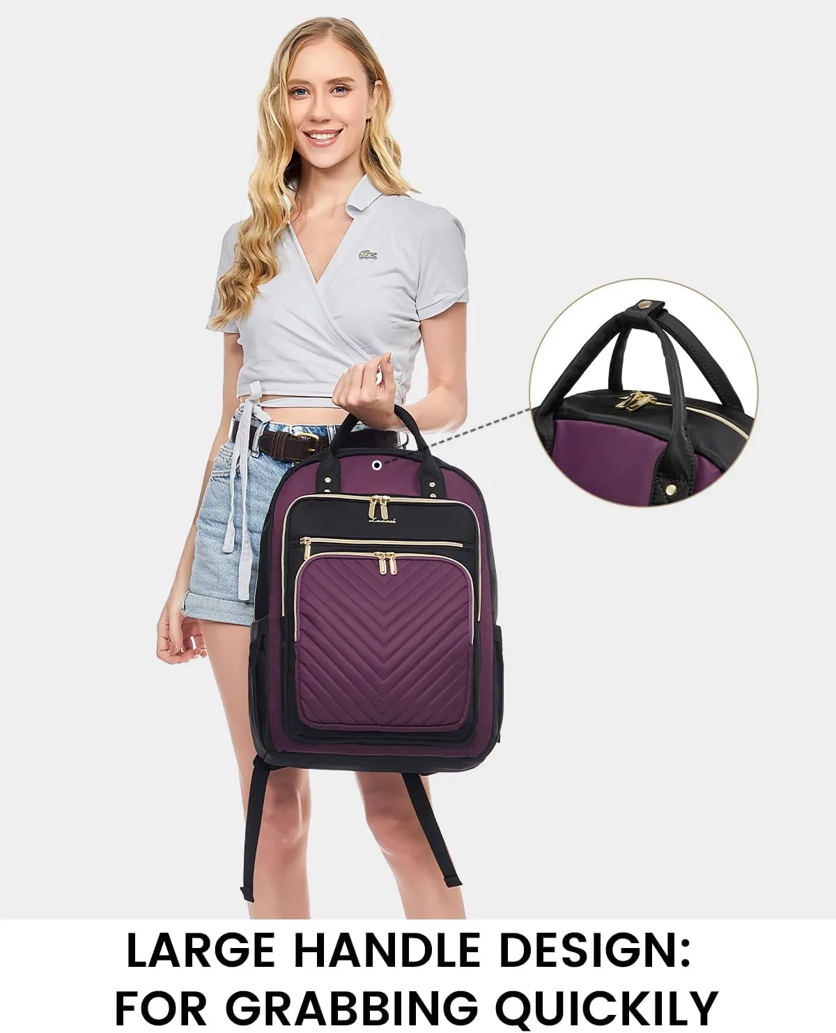LOVEVOOK Laptop Backpack for Women, Water Resistant Travel Work Backpacks Purse Stylish Business Teacher Nurse Computer Bag with USB Charging Port, Fits 17.3" Laptop