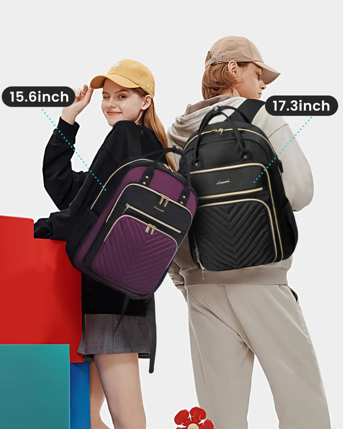 LOVEVOOK Laptop Backpack for Women, Water Resistant Travel Work Backpacks Purse Stylish Business Teacher Nurse Computer Bag with USB Charging Port, Fits 17.3" Laptop