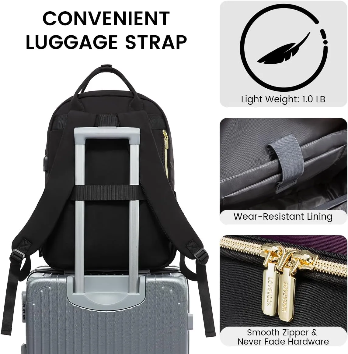 LOVEVOOK Laptop Backpack for Women, Water Resistant Travel Work Backpacks Purse Stylish Business Teacher Nurse Computer Bag with USB Charging Port, Fits 17.3" Laptop