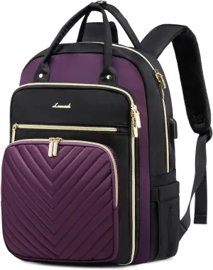 LOVEVOOK Laptop Backpack for Women, Water Resistant Travel Work Backpacks Purse Stylish Business Teacher Nurse Computer Bag with USB Charging Port, Fits 17.3" Laptop