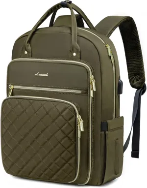 LOVEVOOK Laptop Backpack for Women, Water Resistant Travel Work Backpacks Purse Stylish College Bookbag Business Teacher Nurse Computer Bag with USB Charging Port, Fits 15.6" Laptop