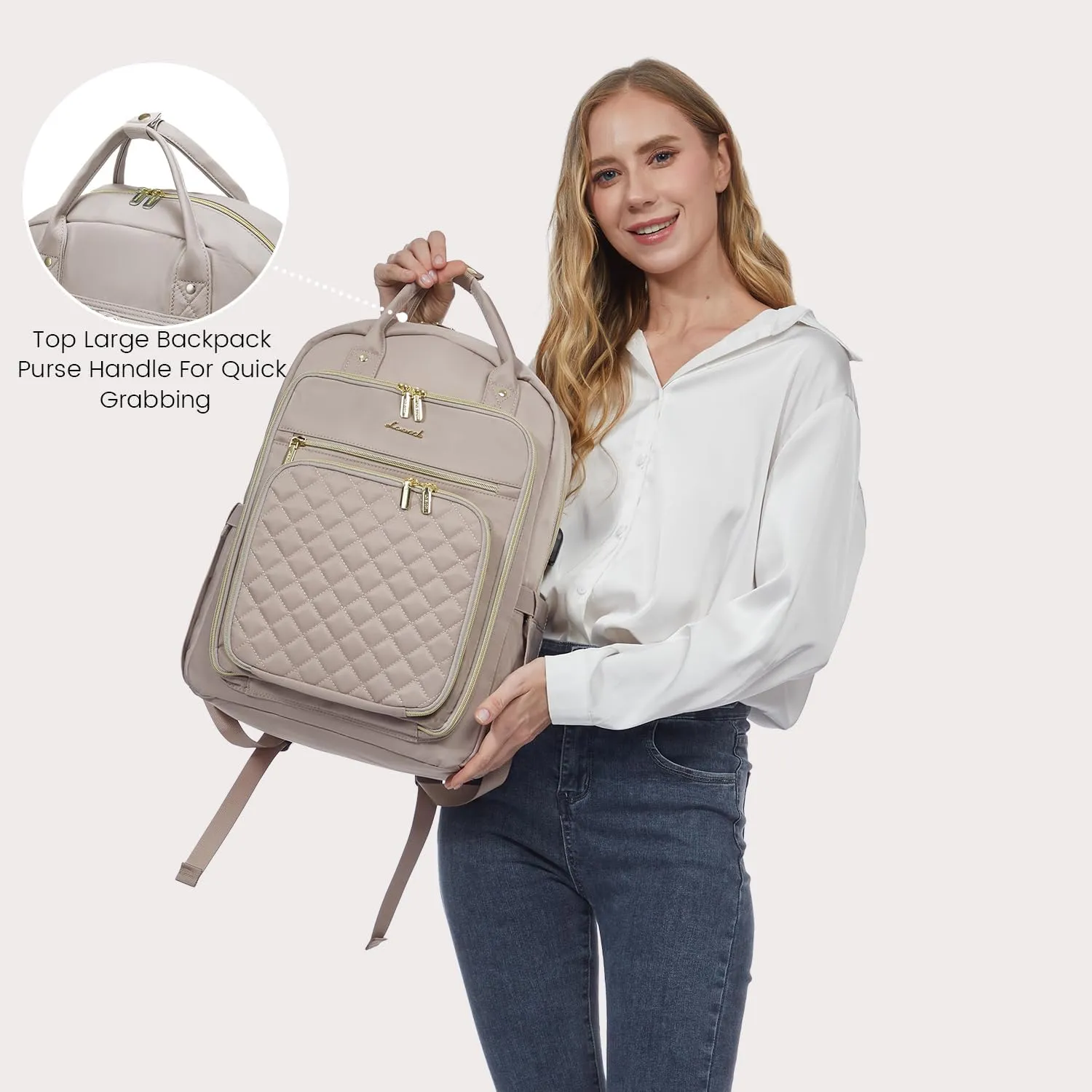 LOVEVOOK Laptop Backpack for Women, Water Resistant Travel Work Backpacks Purse Stylish College Business Teacher Nurse Computer Bag with USB Charging Port, Fits 15.6" Laptop