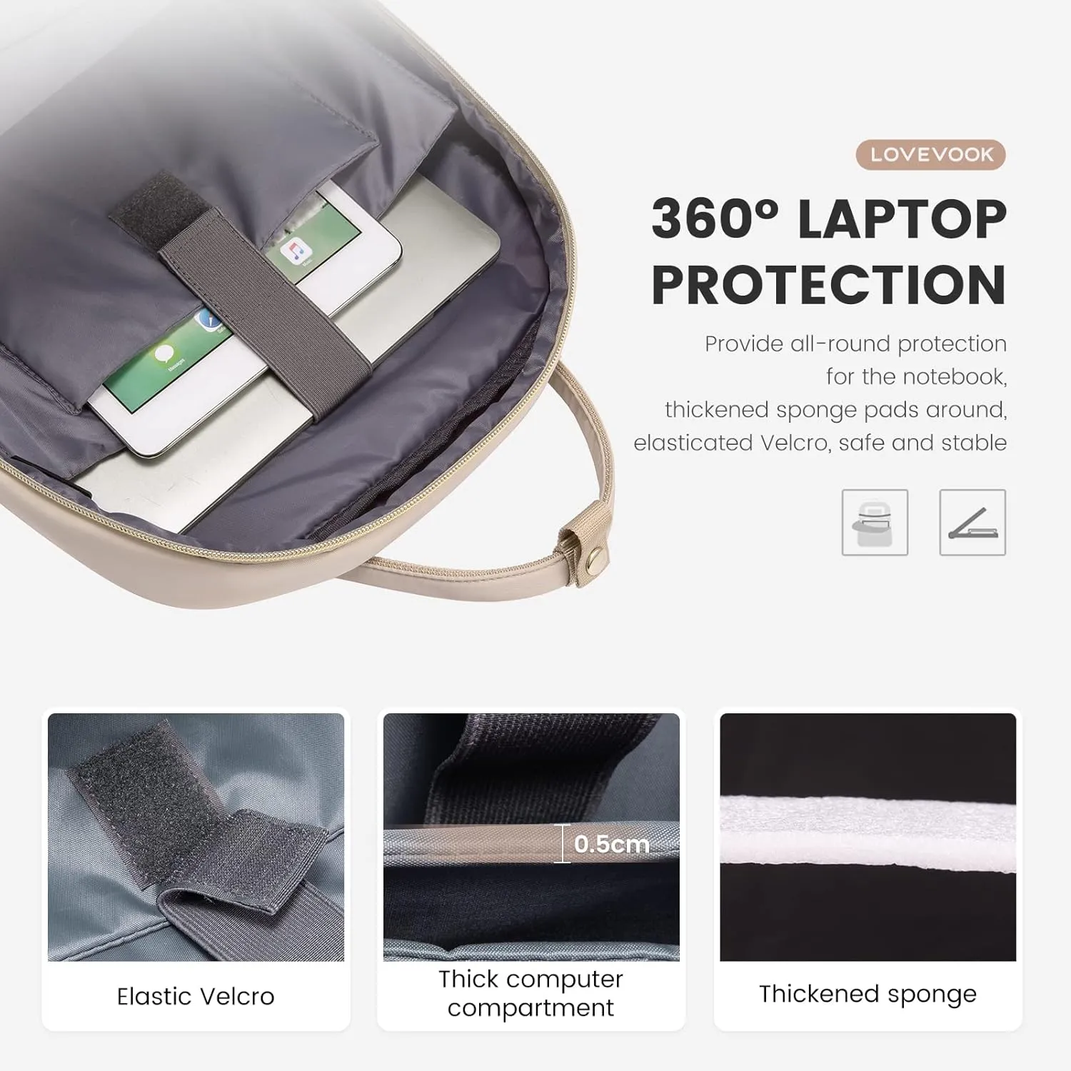 LOVEVOOK Laptop Backpack for Women, Water Resistant Travel Work Backpacks Purse Stylish College Business Teacher Nurse Computer Bag with USB Charging Port, Fits 15.6" Laptop