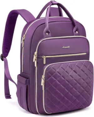LOVEVOOK Women's Laptop Backpack, Purple, 27-Liter Capacity, Stylish Design, Secure Laptop Storage, USB Charging, Anti-Theft Pockets, Comfortable Straps