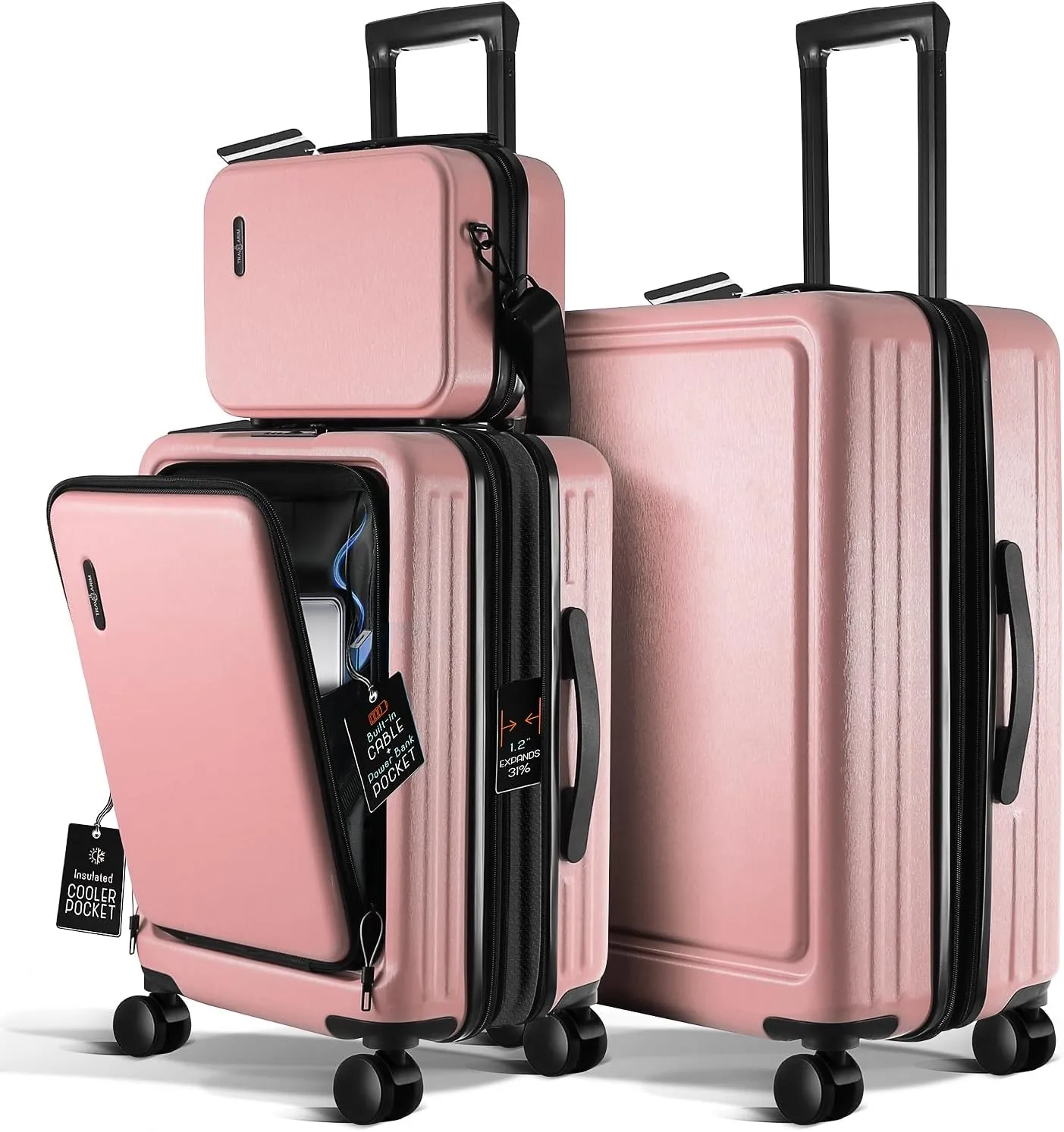 Luggage Sets 2 Piece, 22 Inch Carry on Luggage and 24 Inch Suitcases with Wheels Spinner, Durable Hard Shell Suitcase Set, Expandable Travel Suitcase, Pink