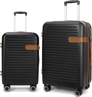 Luggage Sets 2 Piece with Spinner Wheel, Hardside Suitcase Set with TSA Lock, Expandable Travel Luggage for Women, Black