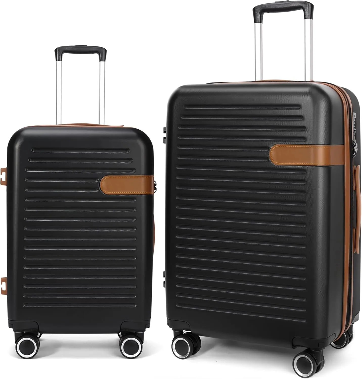 Luggage Sets 2 Piece with Spinner Wheel, Hardside Suitcase Set with TSA Lock, Expandable Travel Luggage for Women, Black
