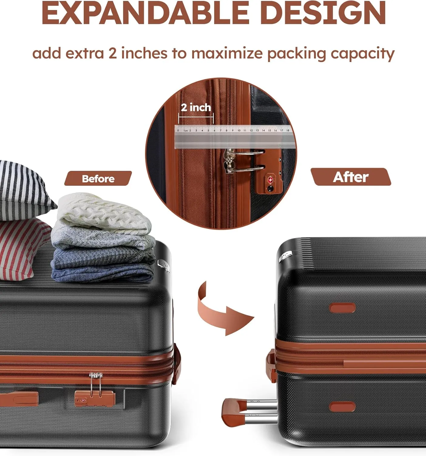 Luggage Sets 2 piece,Expandable Lightweight Luggage Set with Spinner Wheels, 20/28 inch Travel Suitcase Set
