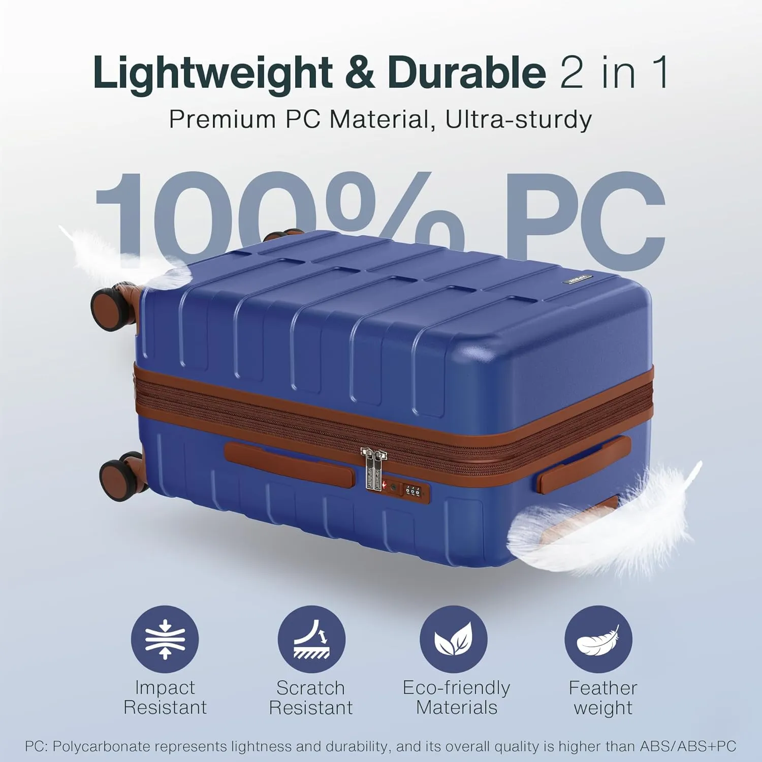 Luggage Sets 3 Piece Hardside (3-YEARS VIP SERVICE) Lightweight Expandable Ultra Durable 100% PC Carry On Travel Suitcase set with TSA Lock Spinner Wheels, Classic Blue