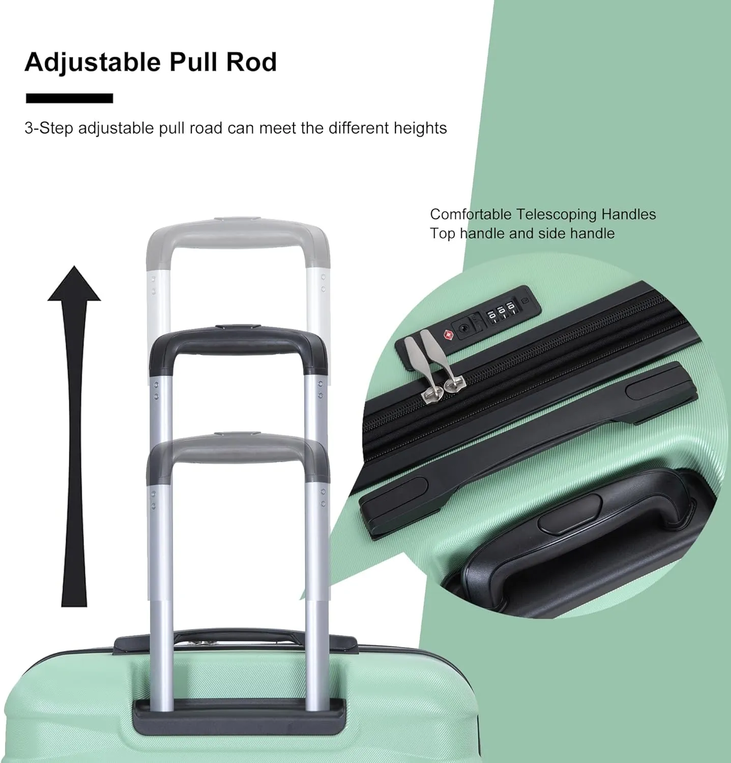 Luggage Sets 3 Piece with Double Spinner Wheels,PC Hardside Suitcase Sets with Expandable, Carry On Luggage Set with Travel Duffle Bag for Women and Men
