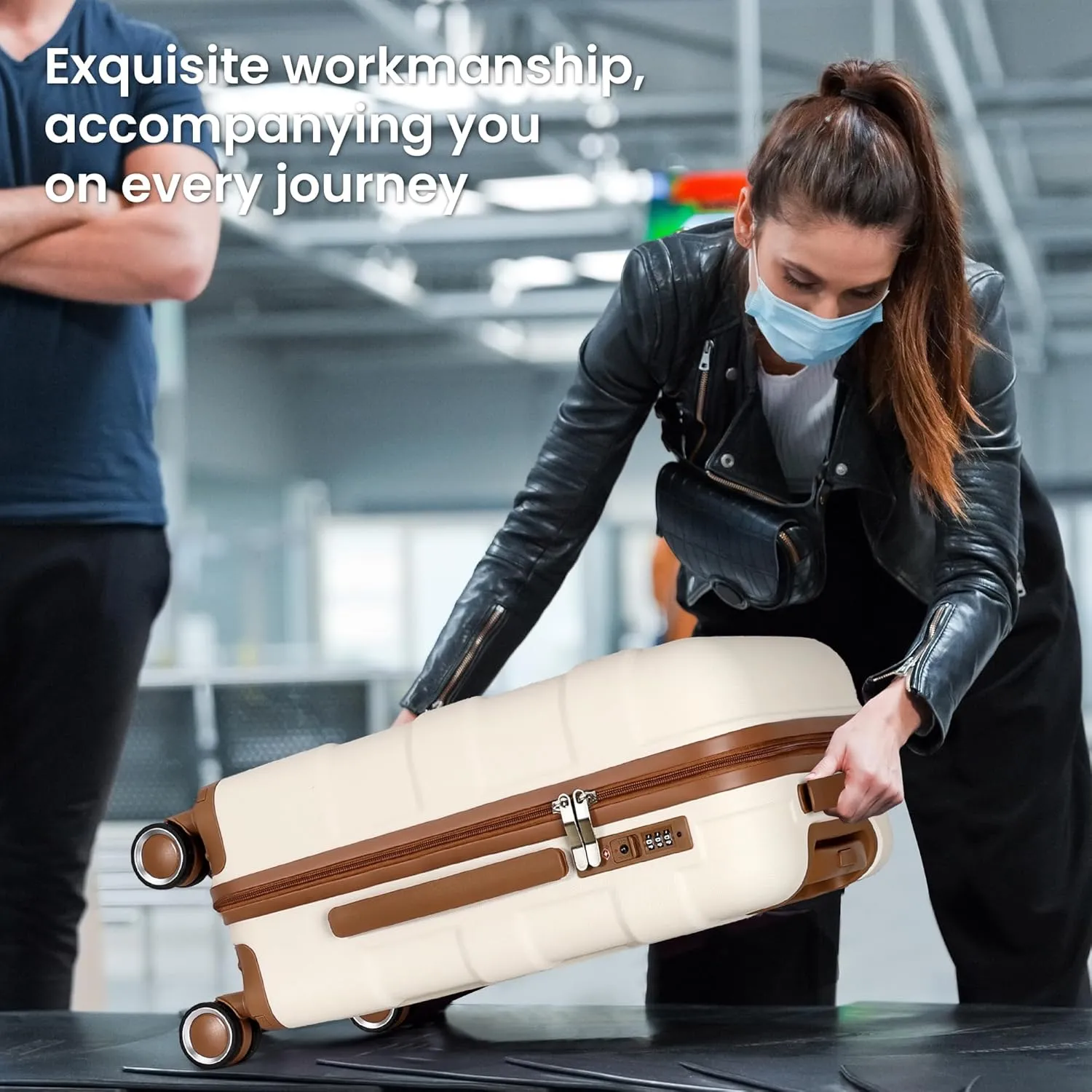 Luggage Sets 3 Piece with Spinner Wheel, Hardside Suitcase Set with TSA Lock, Expandable Travel Luggage for Men and Women, White