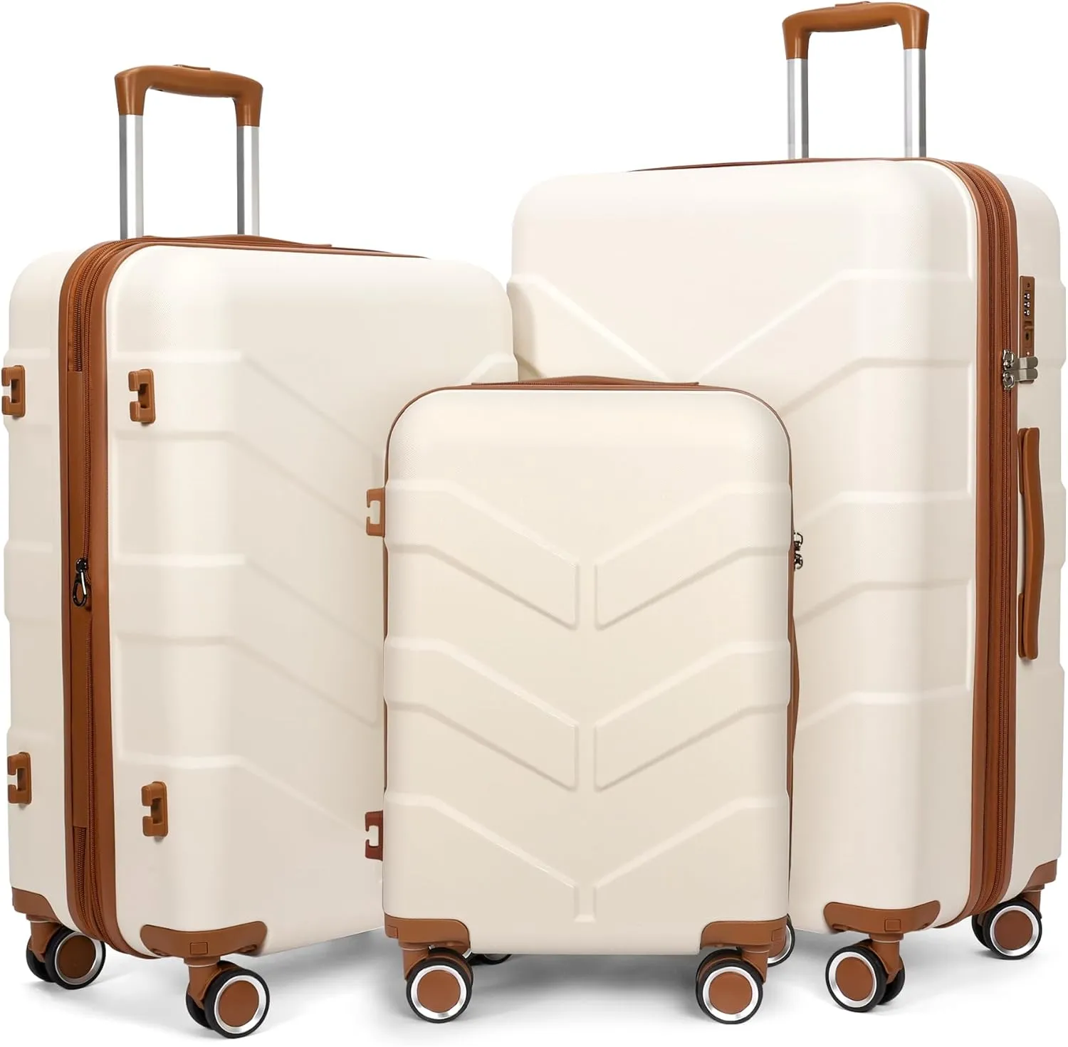 Luggage Sets 3 Piece with Spinner Wheel, Hardside Suitcase Set with TSA Lock, Expandable Travel Luggage for Men and Women, White