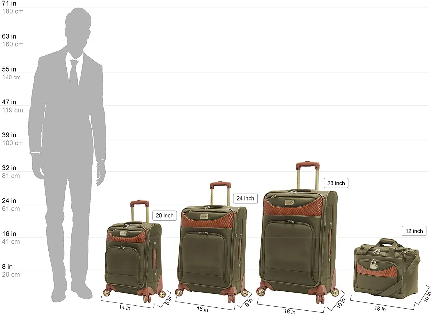 Luggage Sets with Spinner Wheels, Softside Expandable 20" 24" 28" Suitcase Carry-On 15 Inch Tote Bag