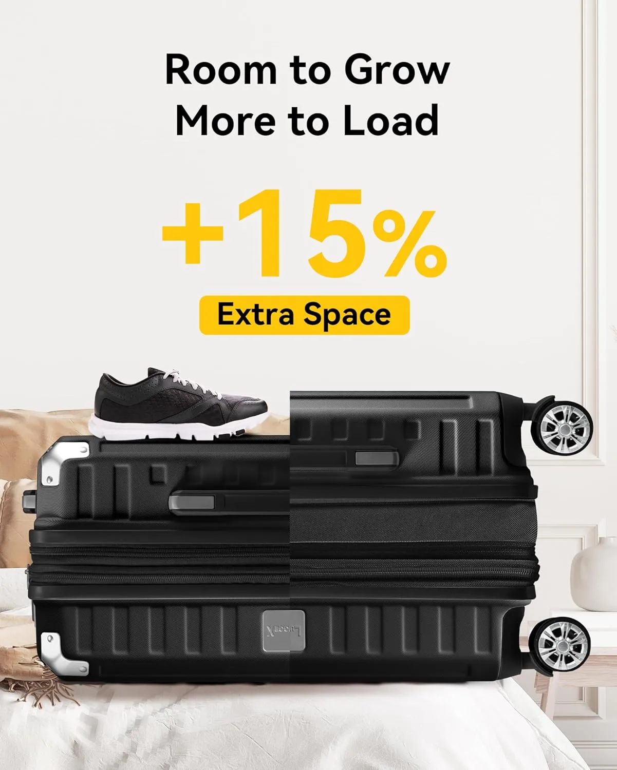 LUGGEX 28 Inch Luggage with Spinner Wheels, PC Expandable Hard Shell Suitcases Large Checked Luggage, Charcoal Metallic