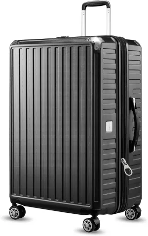 LUGGEX 28 Inch Luggage with Spinner Wheels, PC Expandable Hard Shell Suitcases Large Checked Luggage, Charcoal Metallic