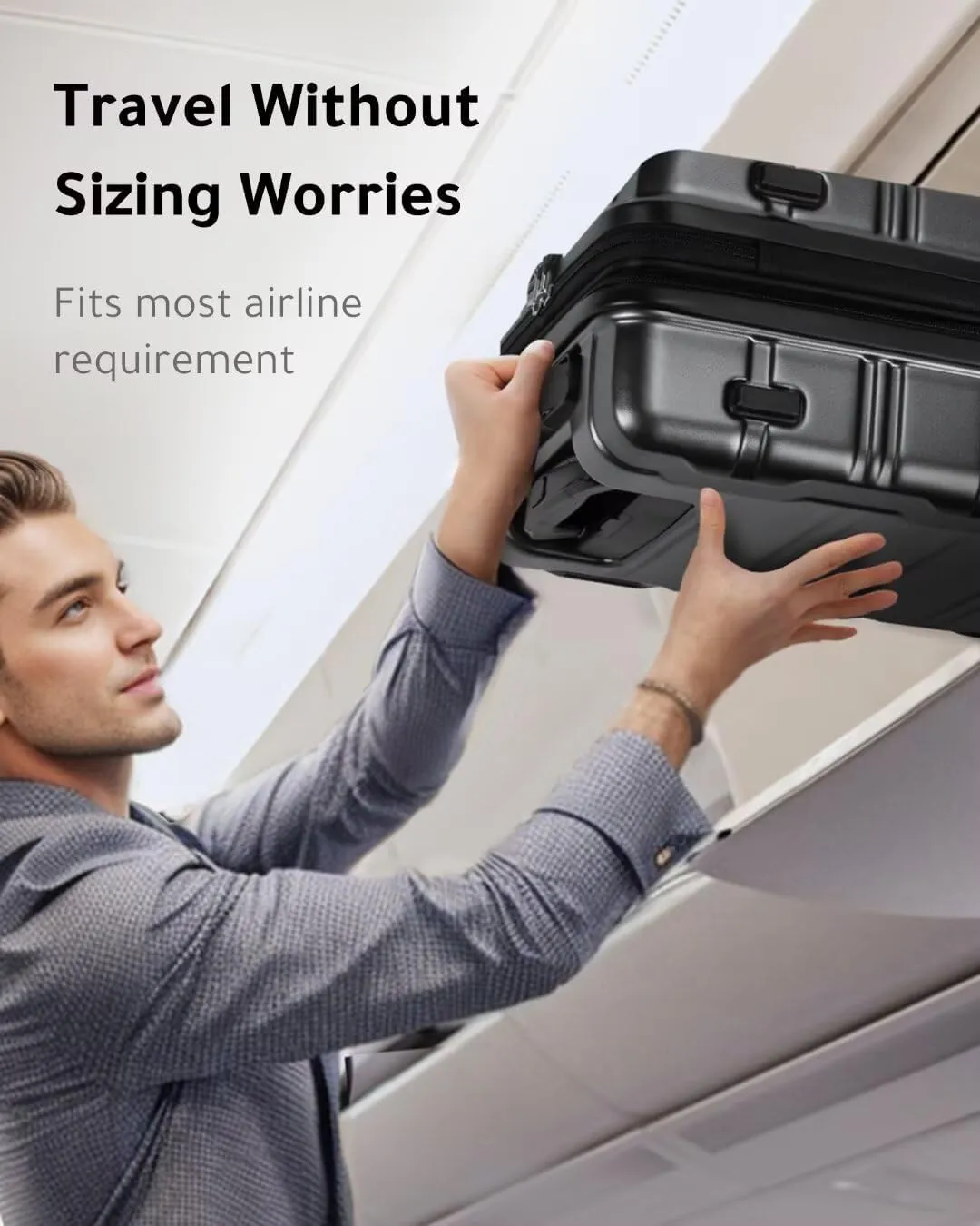 LUGGEX Carry on Luggage Airline Approved, Polycarbonate Hard Shell Suitcase, Expandable Luggage with Charger Port (Black, 20 Inch, 30.7L)