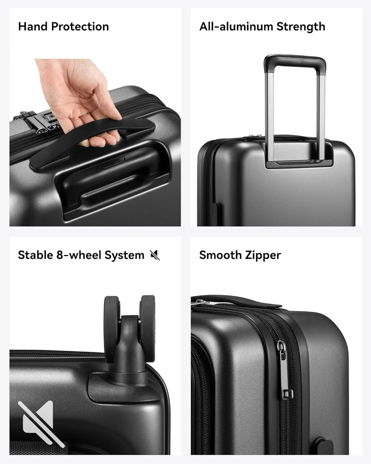 LUGGEX Luggage Sets 2 Piece, 20 Inch Carry On Luggage with USB Port and 28 Inch Checked Luggage with Front Opening, Expandable Suitcase TSA Approve (Black, 20/28)