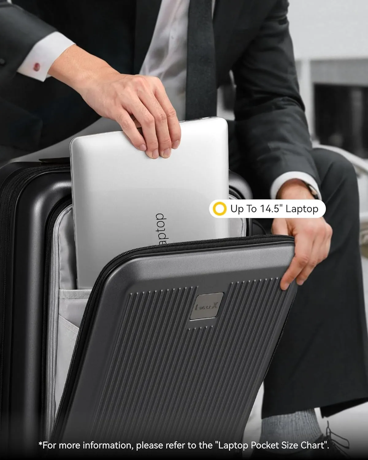 LUGGEX Luggage Sets 2 Piece, 20 Inch Carry On Luggage with USB Port and 28 Inch Checked Luggage with Front Opening, Expandable Suitcase TSA Approve (Black, 20/28)