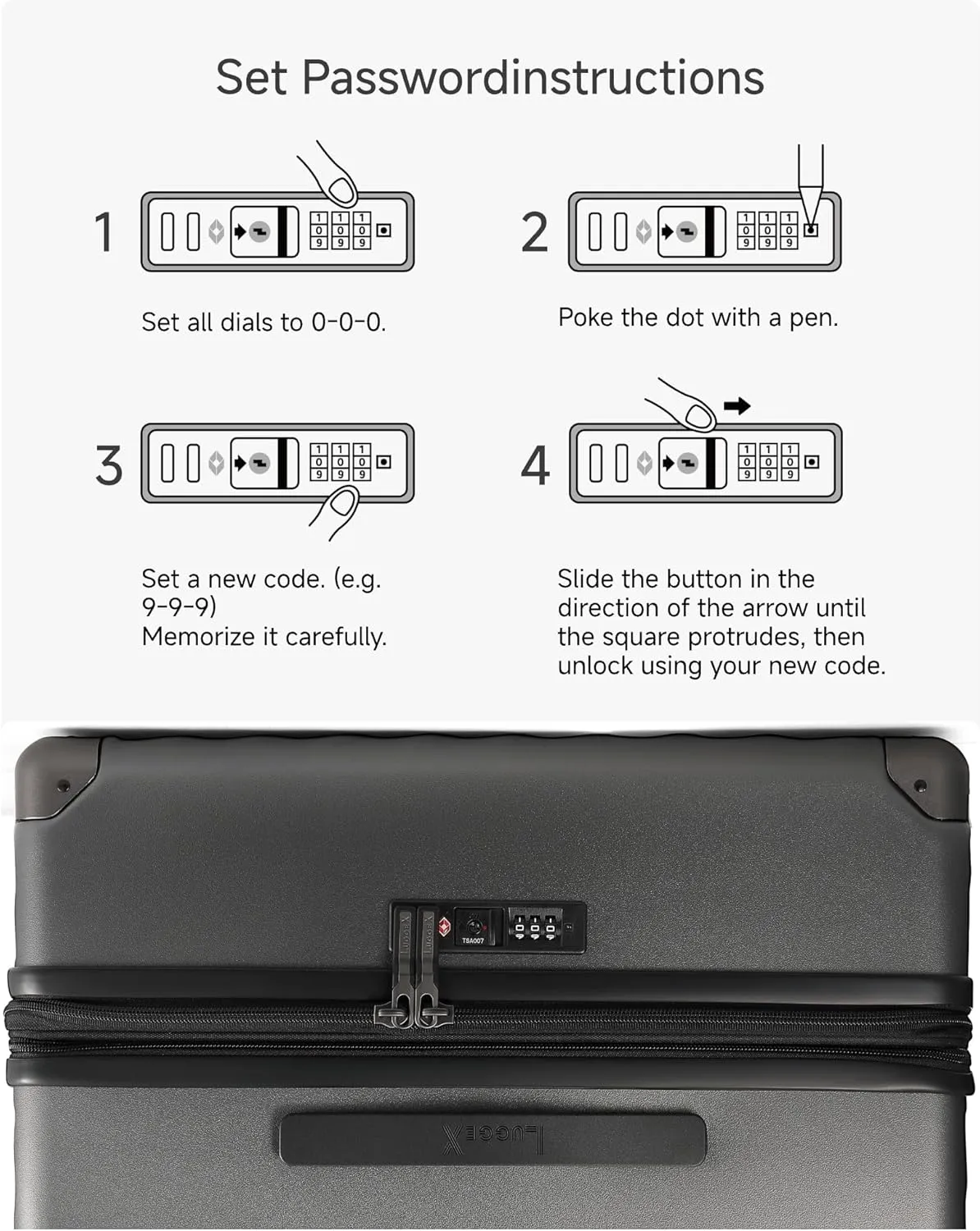 LUGGEX Luggage with Spinner Wheels, Polycarbonate Expandable Hard Shell Suitcase, Checked Large 27 Inch, Champagne