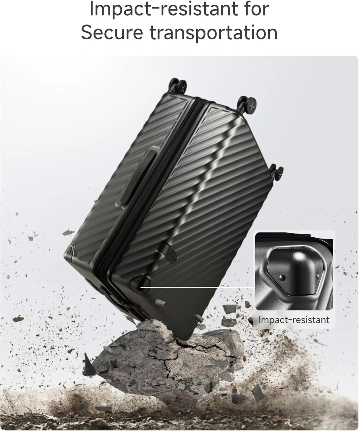 LUGGEX Luggage with Spinner Wheels, Polycarbonate Expandable Hard Shell Suitcase, Checked Large 27 Inch, Champagne