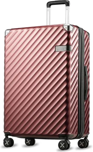 LUGGEX Luggage with Spinner Wheels, Polycarbonate Expandable Hard Shell Suitcase, Checked Large 27 Inch, Cherry