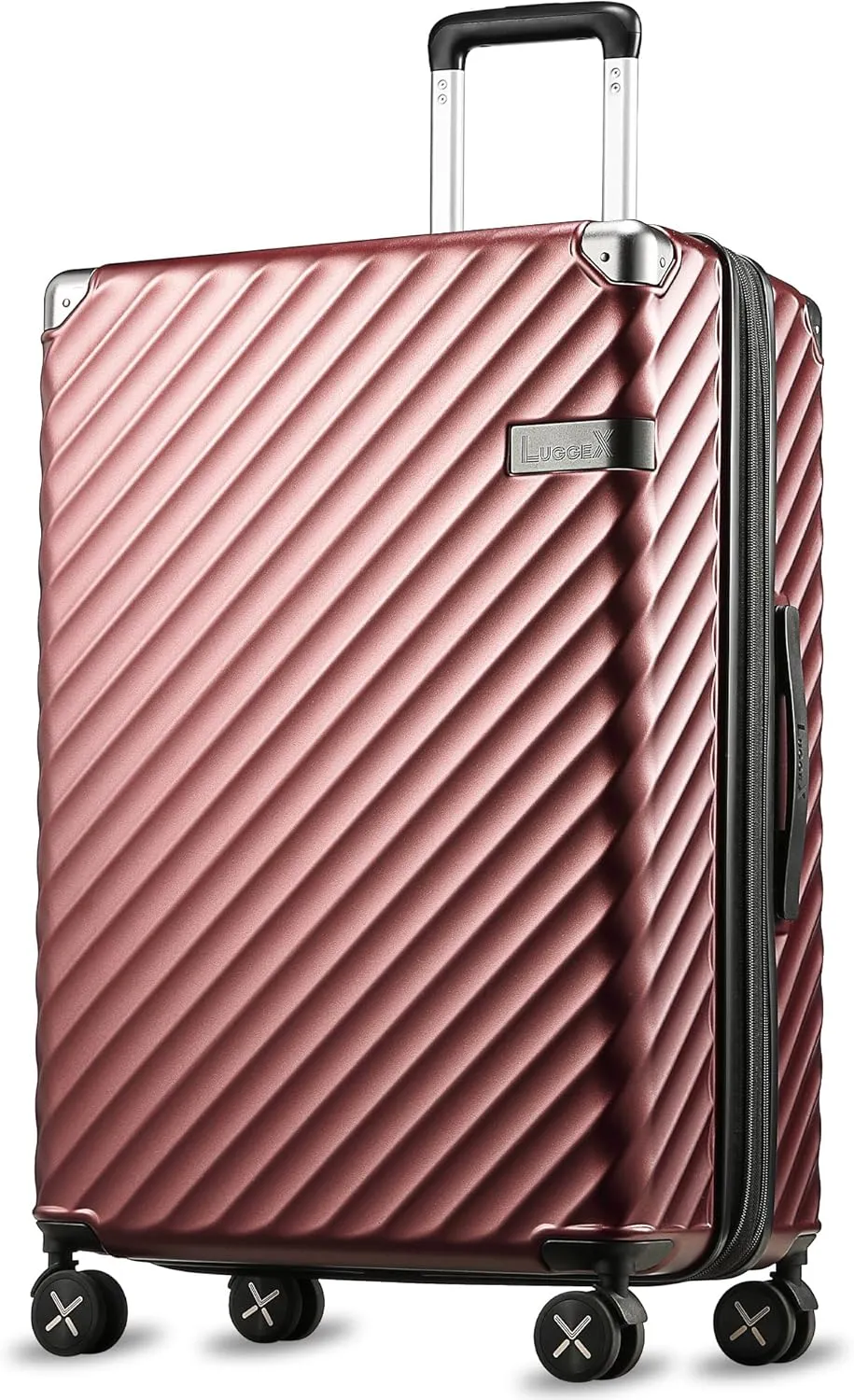 LUGGEX Luggage with Spinner Wheels, Polycarbonate Expandable Hard Shell Suitcase, Checked Large 27 Inch, Cherry
