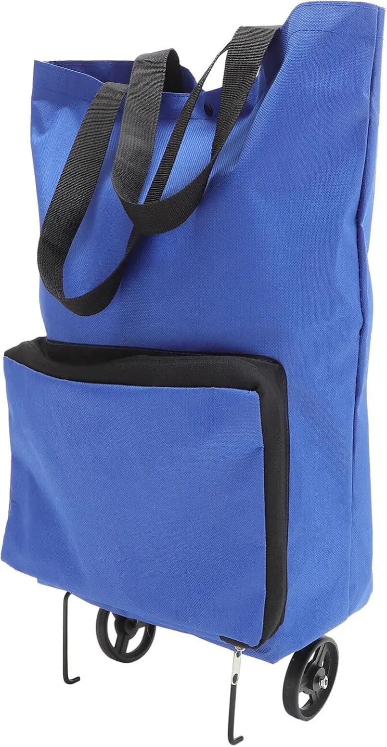Luxshiny Collapsible Trolley, Folding Shopping Bag with Wheels Foldable Shopping Cart Reusable Shopping Bags Grocery Bags