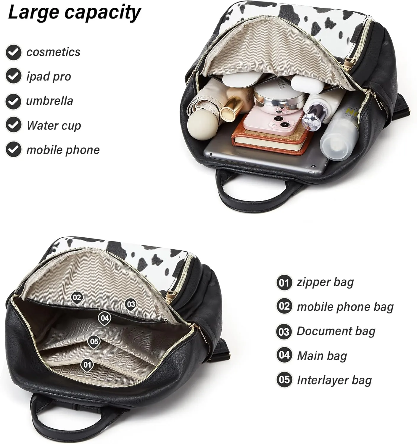 Makes Mini Backpack for Women, Stylish Daypack Purse Handbag Small Casual Daily Travel Bag, Lady Girls Gifts for Work School, 2pcs Sets
