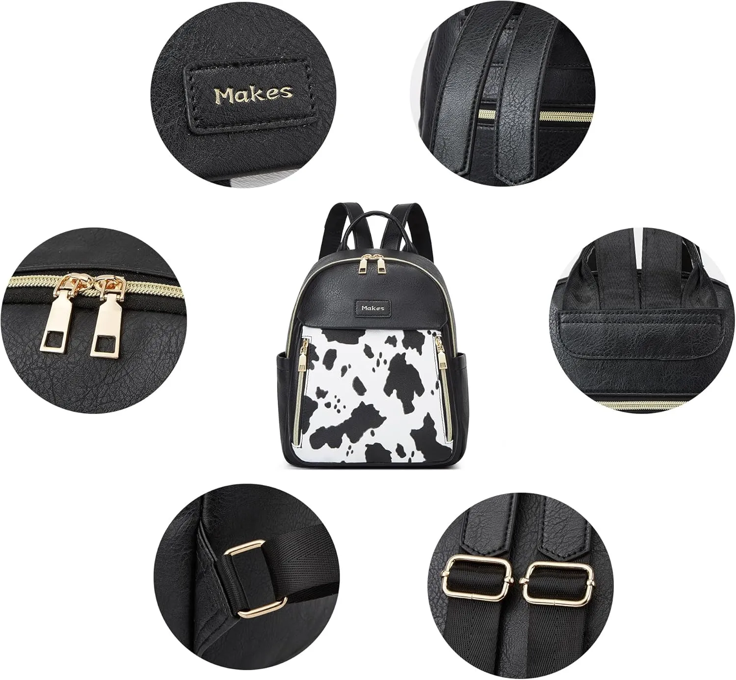 Makes Mini Backpack for Women, Stylish Daypack Purse Handbag Small Casual Daily Travel Bag, Lady Girls Gifts for Work School, 2pcs Sets