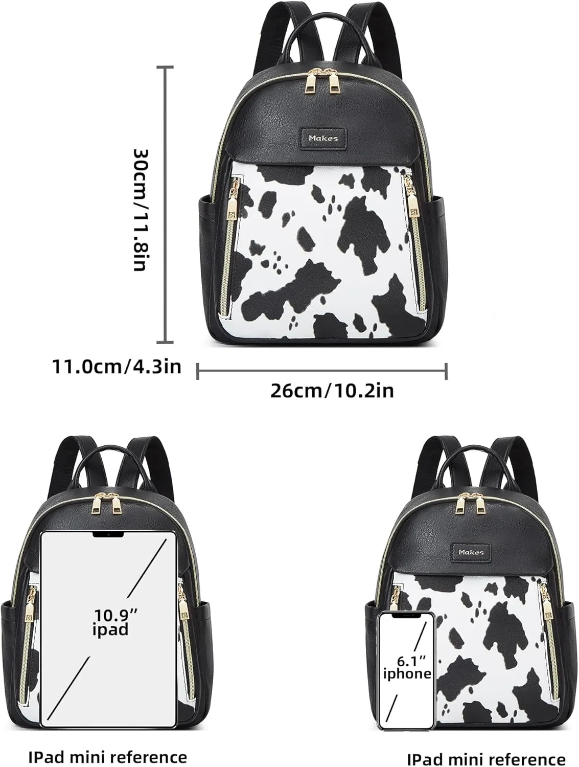 Makes Mini Backpack for Women, Stylish Daypack Purse Handbag Small Casual Daily Travel Bag, Lady Girls Gifts for Work School, 2pcs Sets
