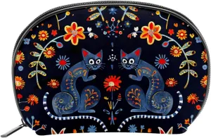 Makeup Bag Organizer,Cosmetic Bags for Women,Cat Skeleton Flower Skull,Small Makeup Pouch