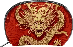 Makeup Bag Organizer,Cosmetic Bags for Women,Chinese Gold Texture Dragons,Small Makeup Pouch