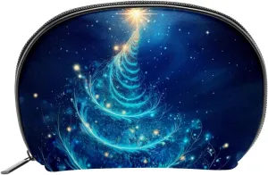 Makeup Bag Organizer,Cosmetic Bags for Women,Christmas Magic Tree Blue,Small Makeup Pouch