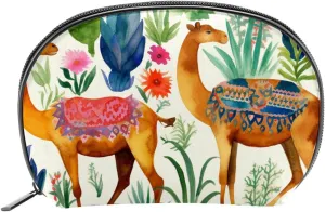 Makeup Bag Organizer,Cosmetic Bags for Women,Flower Cactus Llama and Camel,Small Makeup Pouch