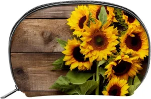 Makeup Bag Organizer,Cosmetic Bags for Women,Flowers on Old Wooden Background,Small Makeup Pouch