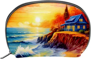 Makeup Bag Organizer,Cosmetic Bags for Women,Sea Coast Tropical Tree,Small Makeup Pouch