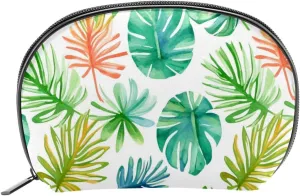 Makeup Bag Organizer,Cosmetic Bags for Women,Tropical Green Palms Leaves,Small Makeup Pouch