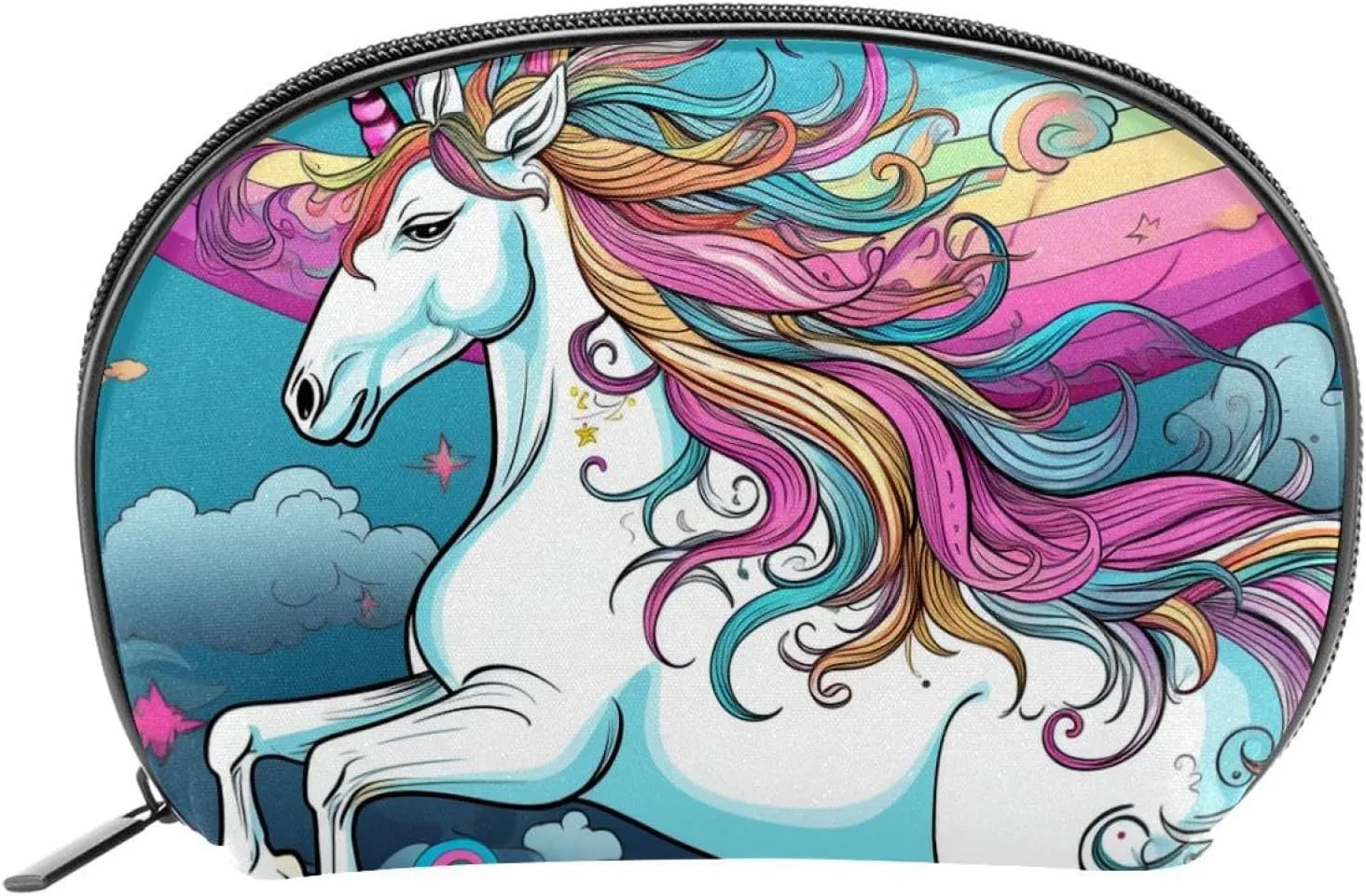 Makeup Bag Organizer,Cosmetic Bags for Women,Unicorn and Rainbow Clouds,Small Makeup Pouch