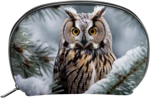 Makeup Bag Organizer,Cosmetic Bags for Women,Winter Snow Tree Owl,Small Makeup Pouch